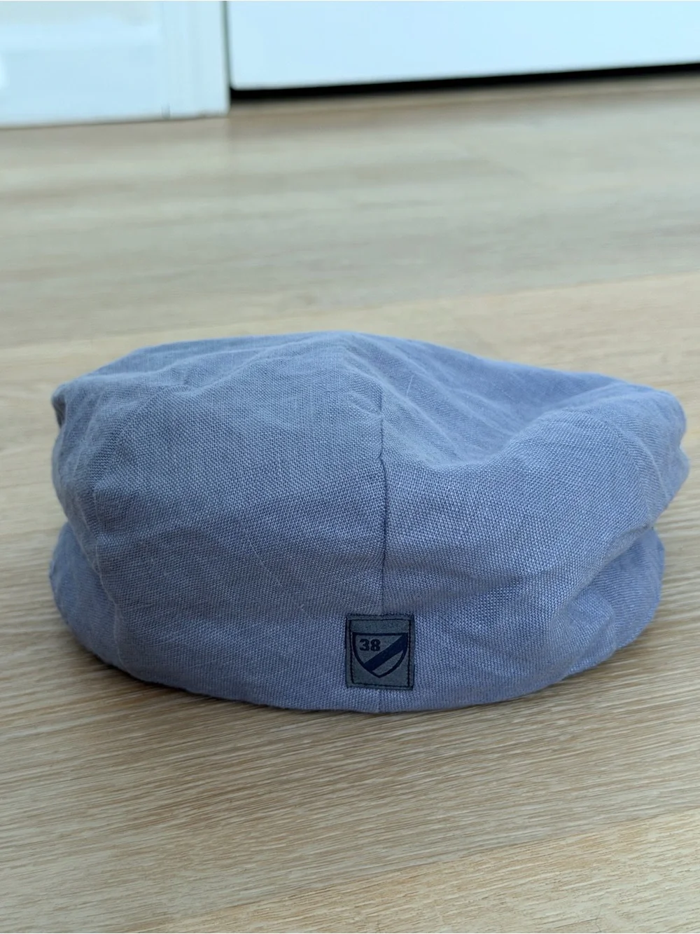 NWOT Linen Cotton Newsboy Flat Cap Blue Herringbone Driver Hat S M Golf Ivy
